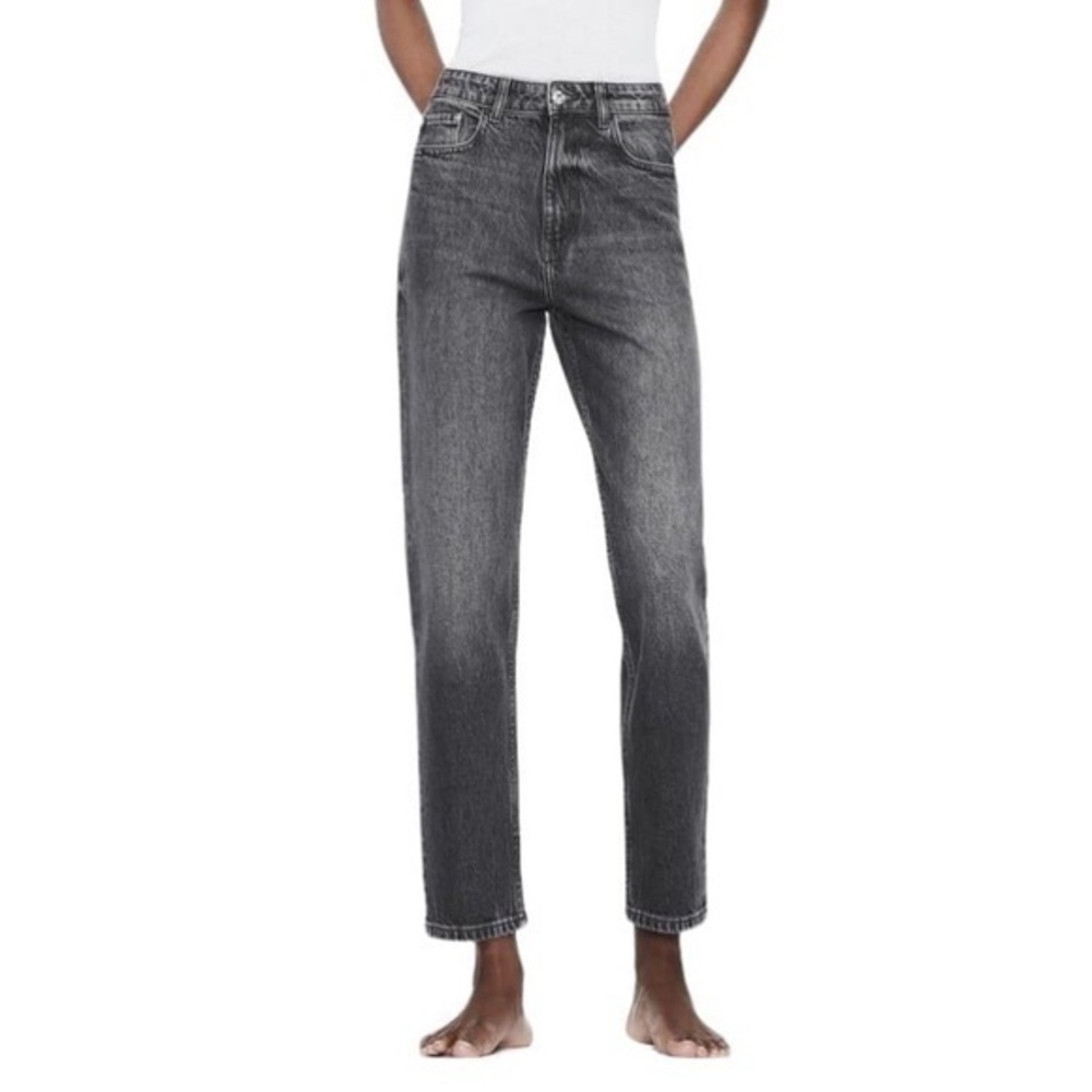 Gray Wash Mom Fit High Waist Jeans